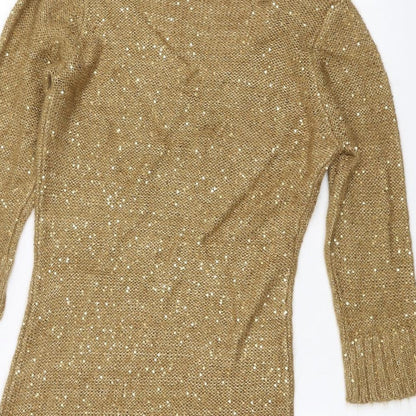 Womens UK Size M STUDIO Gold Pullover Jumper