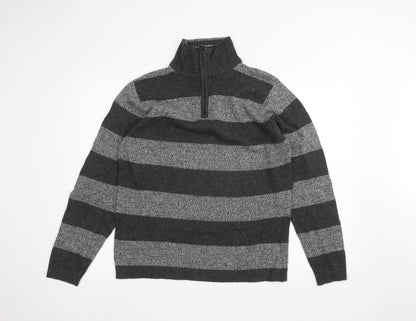 Boston crew Mens Black Striped  Pullover Jumper Size M