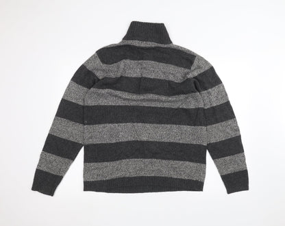 Boston crew Mens Black Striped  Pullover Jumper Size M