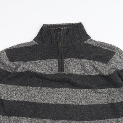 Boston crew Mens Black Striped  Pullover Jumper Size M