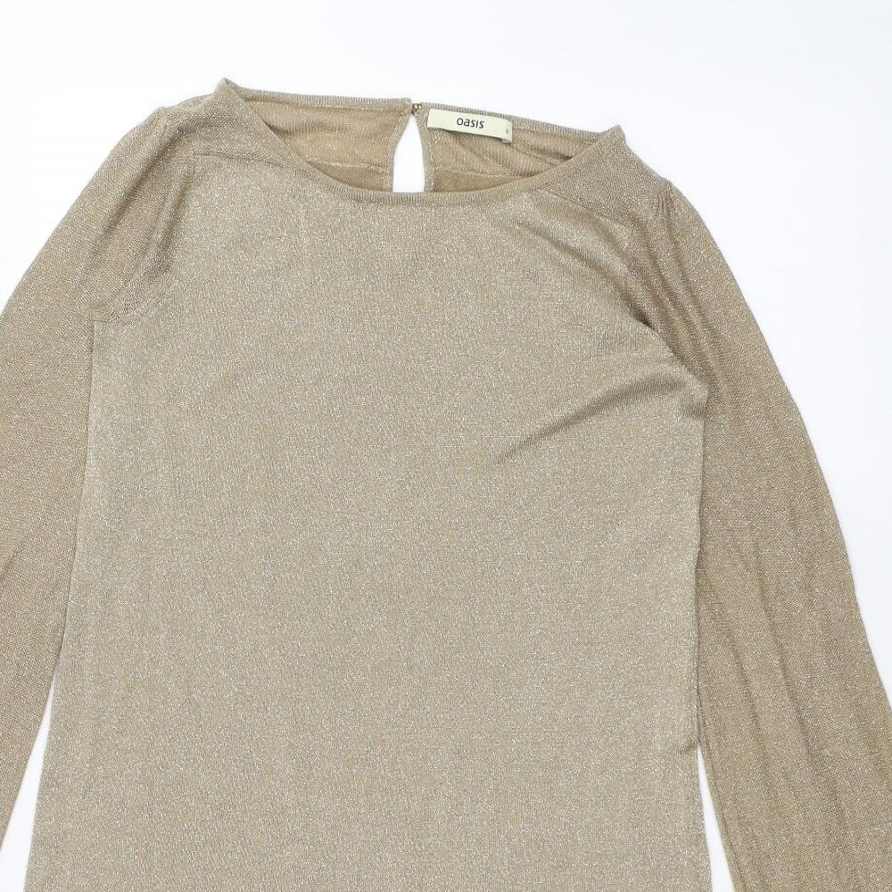 Womens UK Size S Oasis Gold Basic T-Shirt