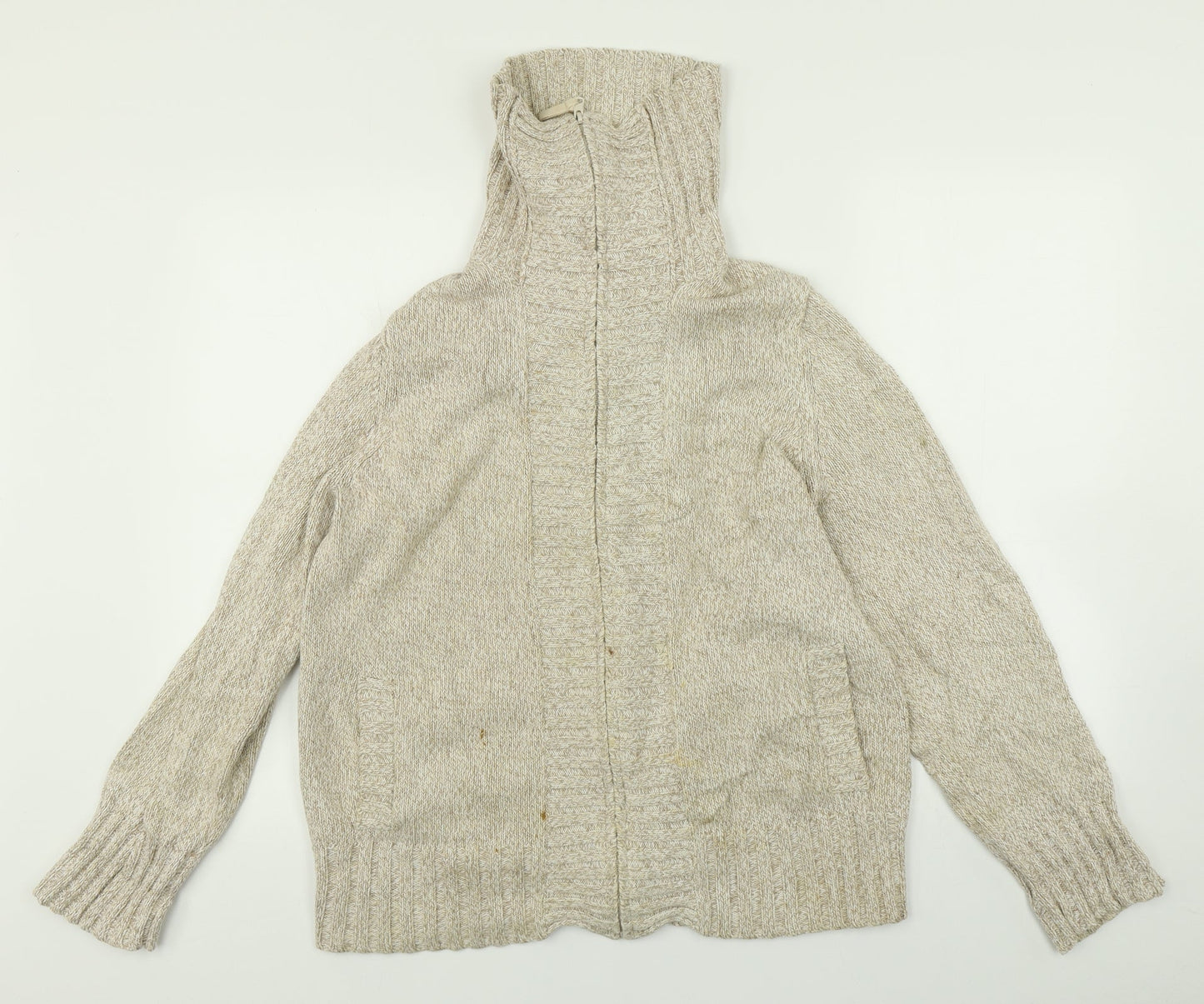 Womens UK Size 16 BHS Beige Full Zip Jumper