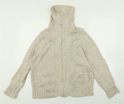 Womens UK Size 16 BHS Beige Full Zip Jumper