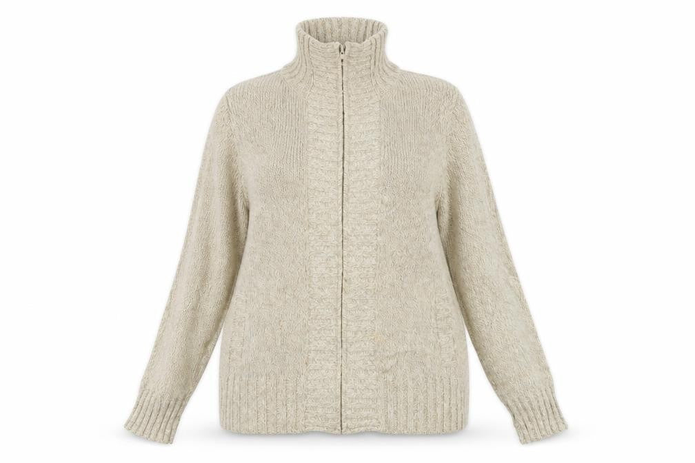 Womens UK Size 16 BHS Beige Full Zip Jumper