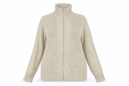 Womens UK Size 16 BHS Beige Full Zip Jumper