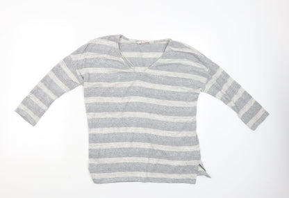 TU Womens Grey Striped  Basic Blouse Size 8