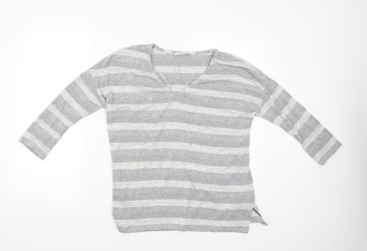 TU Womens Grey Striped  Basic Blouse Size 8