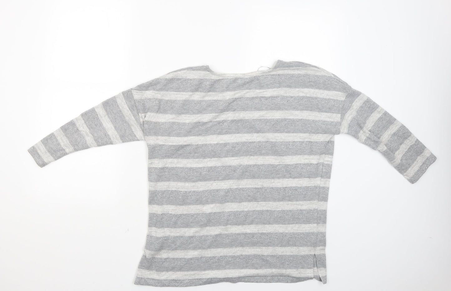 TU Womens Grey Striped  Basic Blouse Size 8