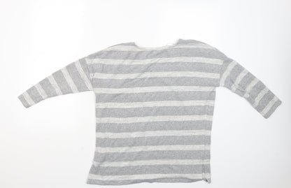 TU Womens Grey Striped  Basic Blouse Size 8