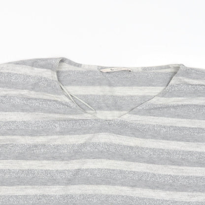 TU Womens Grey Striped  Basic Blouse Size 8