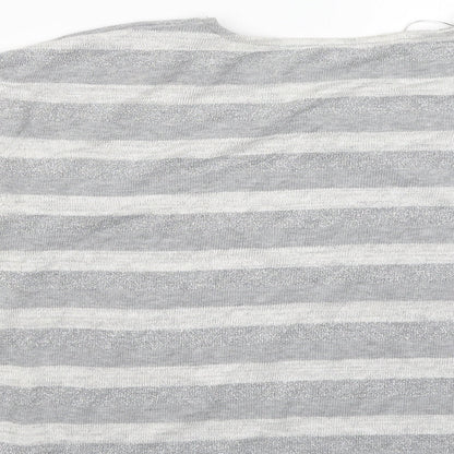 TU Womens Grey Striped  Basic Blouse Size 8