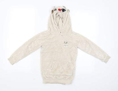 H&M Girls Beige   Pullover Hoodie Size 5-6 Years  - Raindeer