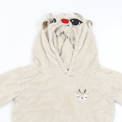 H&M Girls Beige   Pullover Hoodie Size 5-6 Years  - Raindeer
