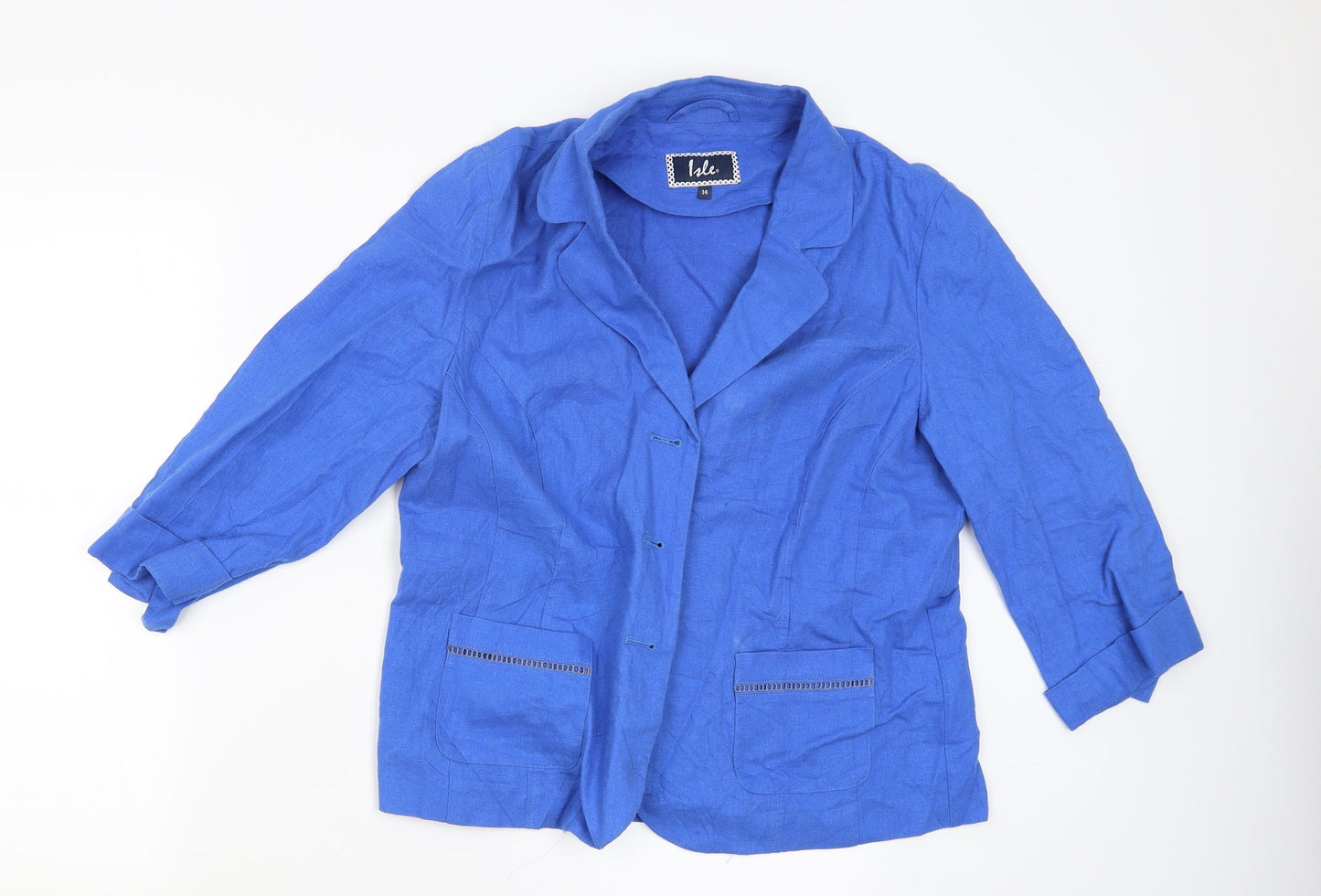 Womens UK Size 14 Isle Blue Cardigan Jumper