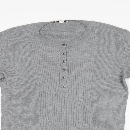 Gap Mens Grey Striped  Pullover Jumper Size L