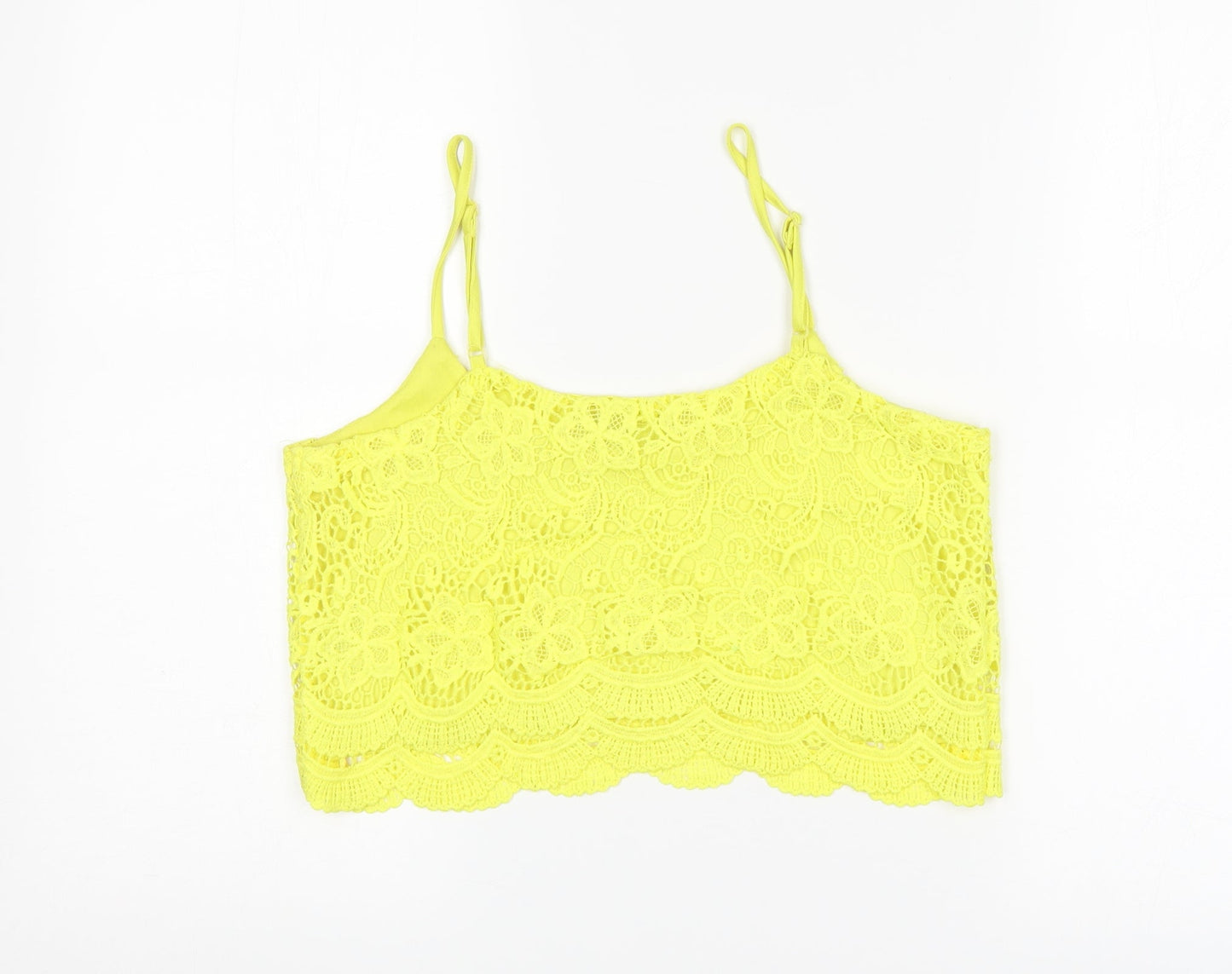 Select Womens Yellow Floral  Cropped Tank Size 10
