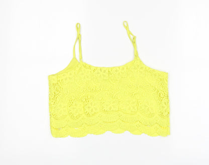 Select Womens Yellow Floral  Cropped Tank Size 10