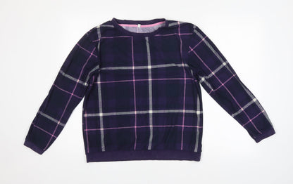 NEXT Womens Purple Check  Pullover Jumper Size M