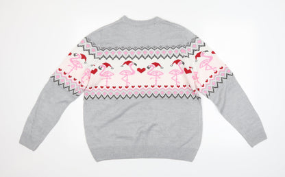 Avenue Womens Grey Argyle/Diamond  Pullover Jumper Size M