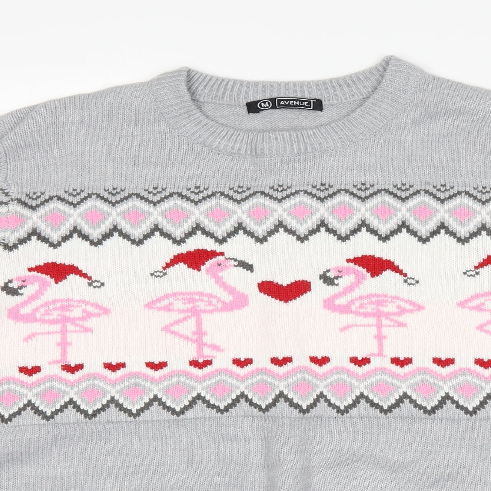 Avenue Womens Grey Argyle/Diamond  Pullover Jumper Size M