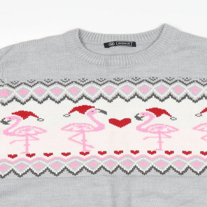 Avenue Womens Grey Argyle/Diamond  Pullover Jumper Size M