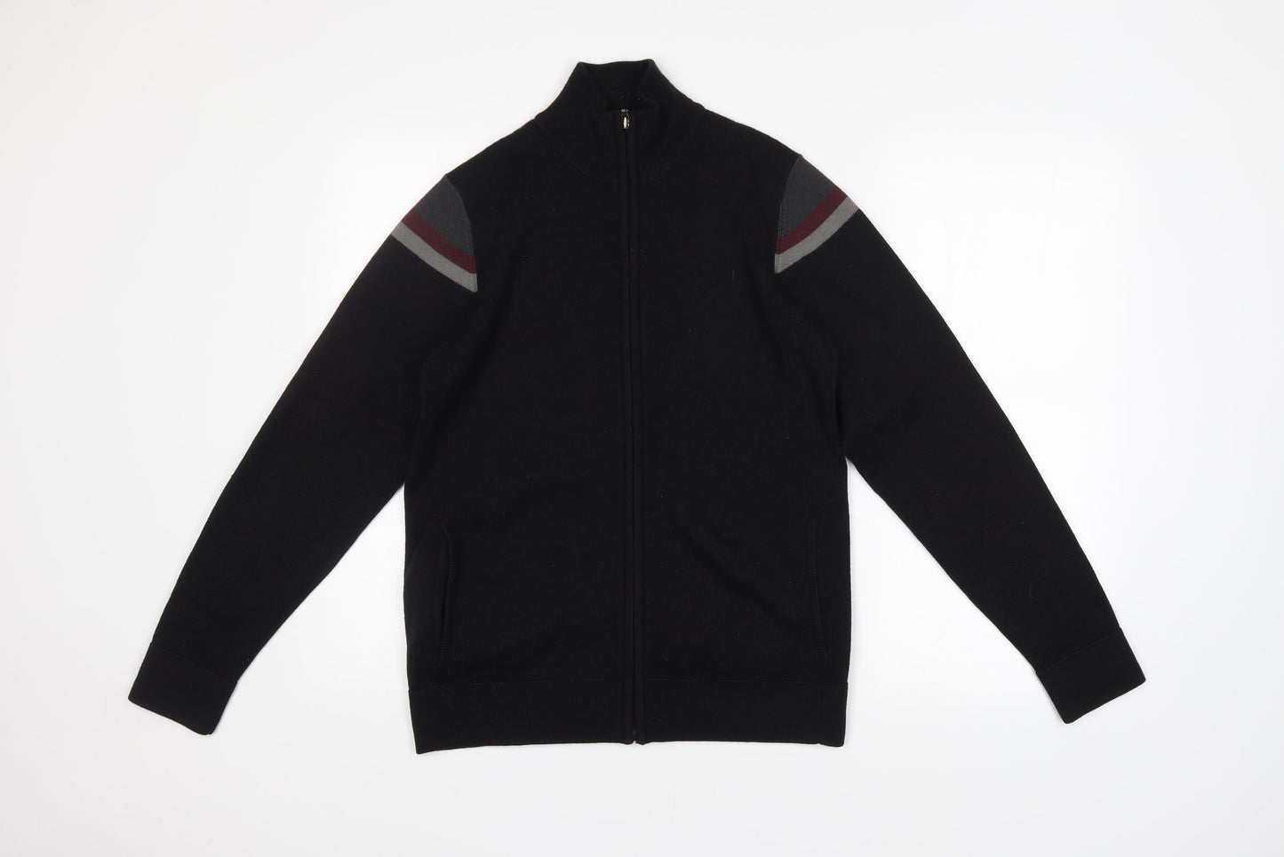 M&S Mens Black   Full Zip Jumper Size S