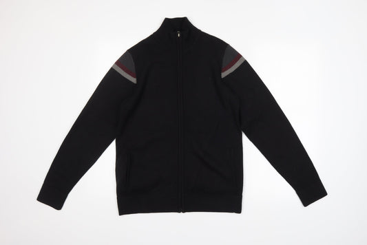 M&S Mens Black   Full Zip Jumper Size S