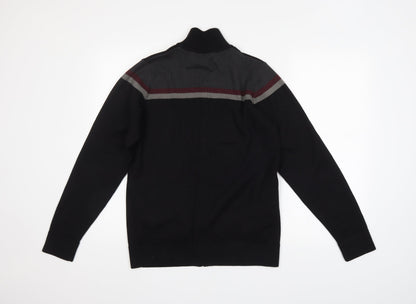 M&S Mens Black   Full Zip Jumper Size S