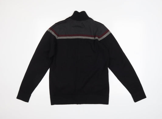 M&S Mens Black   Full Zip Jumper Size S