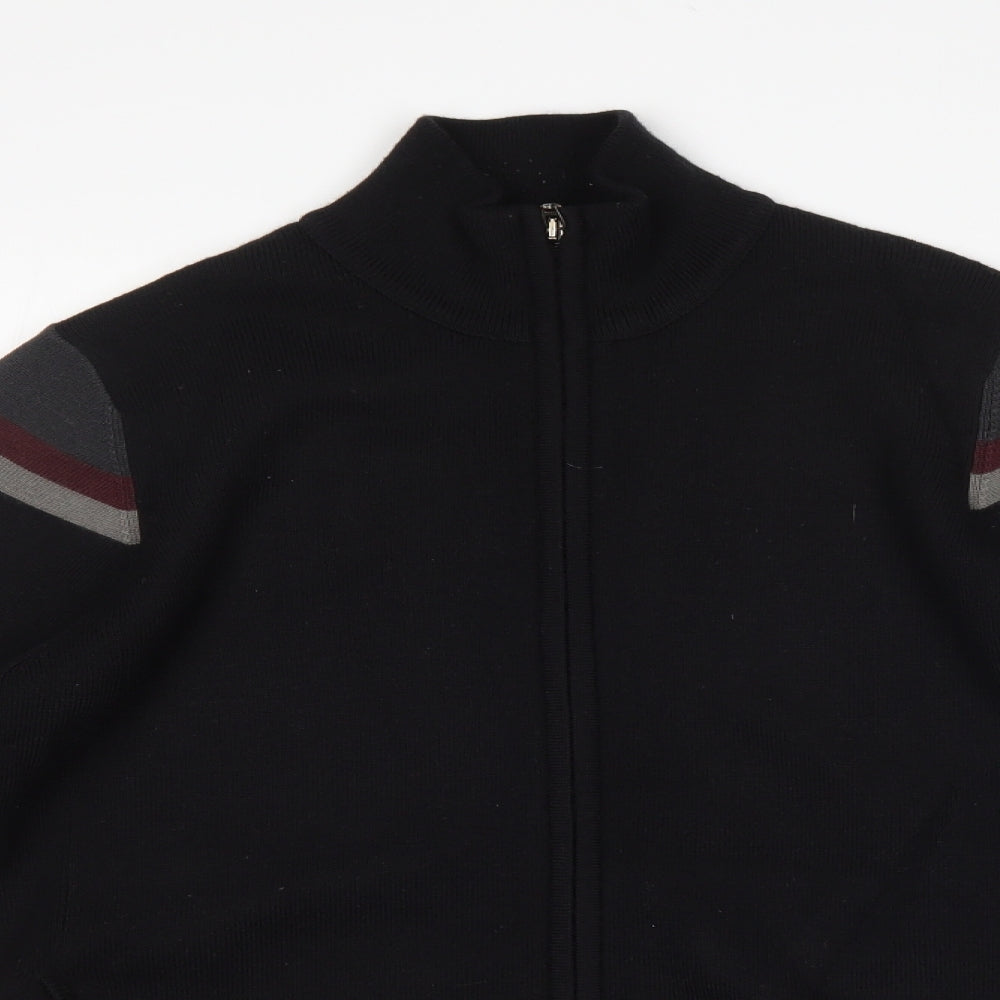 M&S Mens Black   Full Zip Jumper Size S