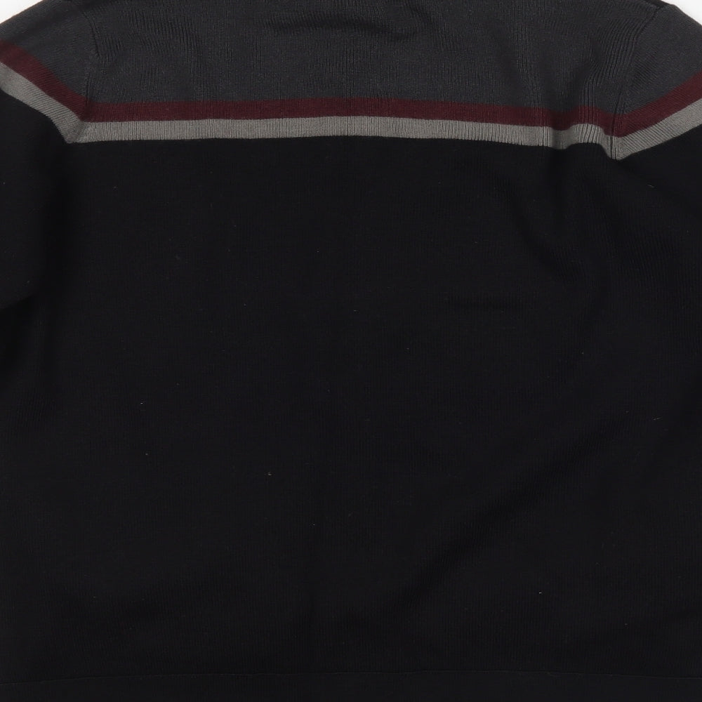 M&S Mens Black   Full Zip Jumper Size S