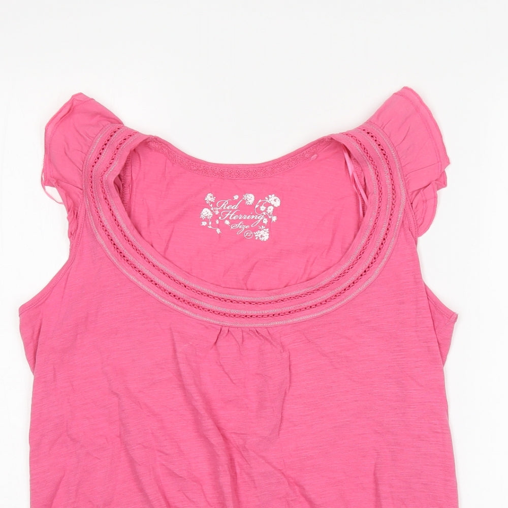 Womens UK Size 12 Red Herring Pink Basic Blouse