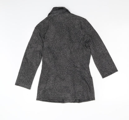 Amphora Womens Grey Animal Print  Jacket Blazer Size L
