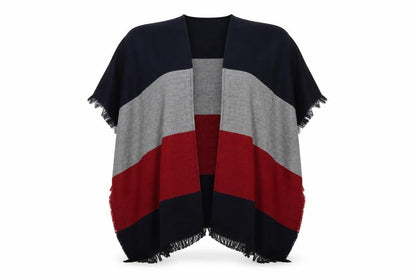 Iralzo Womens Multicoloured  Knit Jacket Poncho One Size