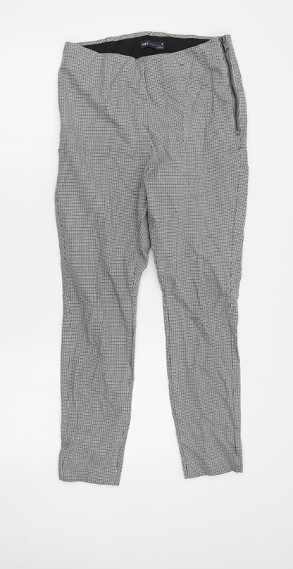 M&S Womens Grey Check  Trousers  Size 10 L23 in