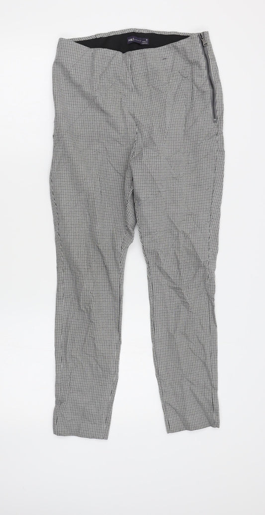 M&S Womens Grey Check  Trousers  Size 10 L23 in