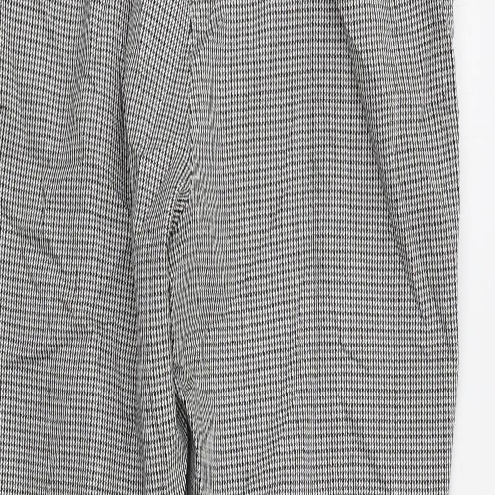 M&S Womens Grey Check  Trousers  Size 10 L23 in