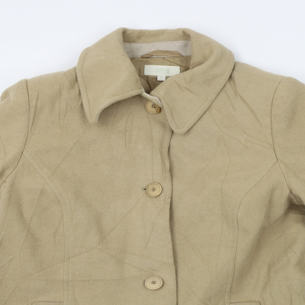 Womens UK Size 14 M&S Beige Overcoat