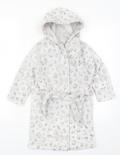 John Lewis Girls Grey Animal Print  Kimono Robe Size 5 Years