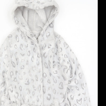 John Lewis Girls Grey Animal Print  Kimono Robe Size 5 Years