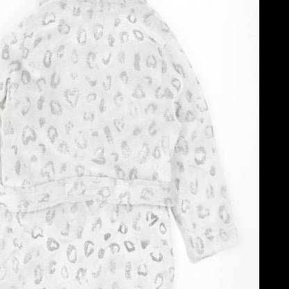 John Lewis Girls Grey Animal Print  Kimono Robe Size 5 Years