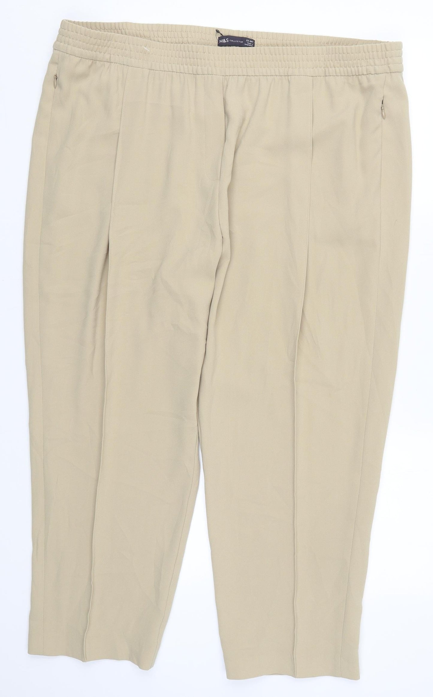 Womens UK Size 22 Marks and Spencer Regular Fit  Beige Trousers