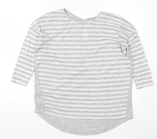 TU Womens Grey Striped Knit Pullover Jumper Size 14