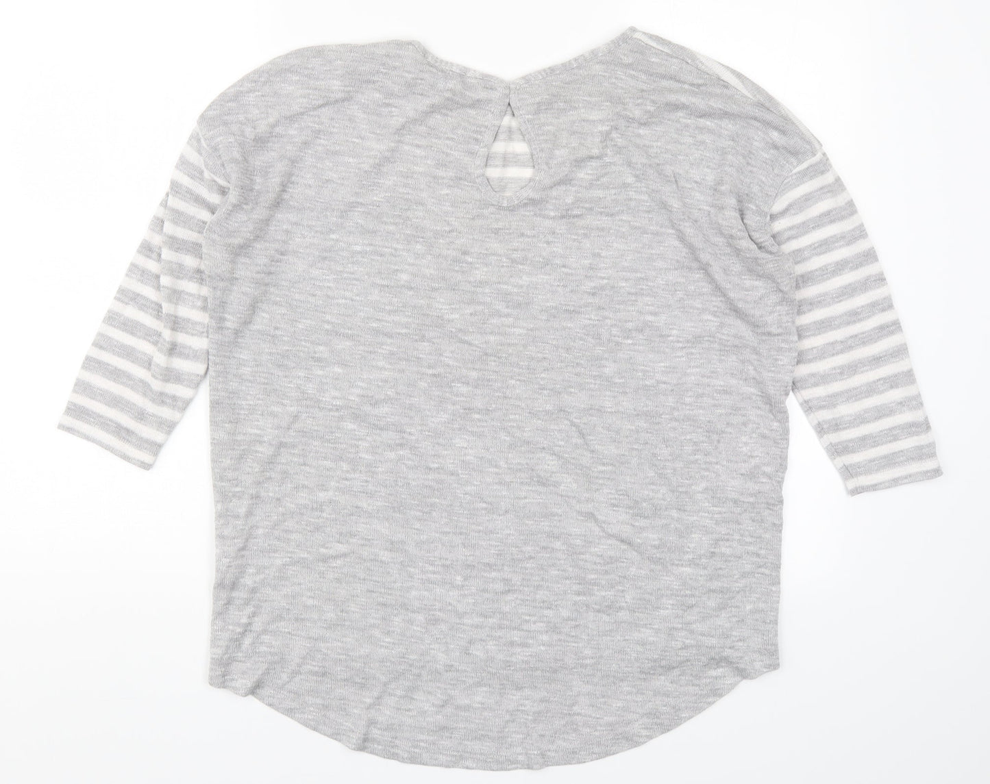 TU Womens Grey Striped Knit Pullover Jumper Size 14