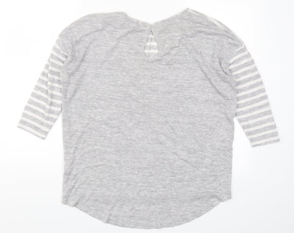 TU Womens Grey Striped Knit Pullover Jumper Size 14