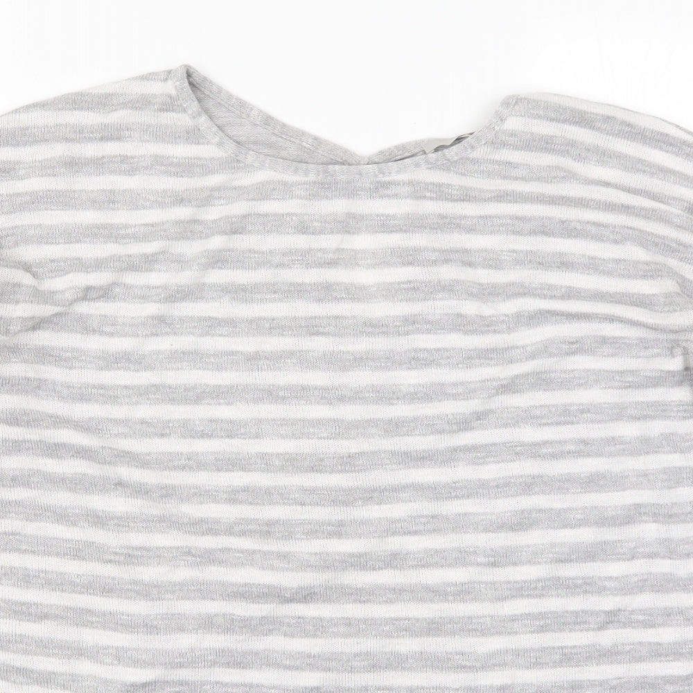 TU Womens Grey Striped Knit Pullover Jumper Size 14