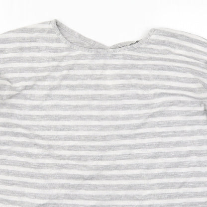 TU Womens Grey Striped Knit Pullover Jumper Size 14