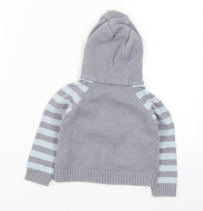 Cherokee Boys Blue Striped Knit Full Zip Jumper Size 12-18 Months