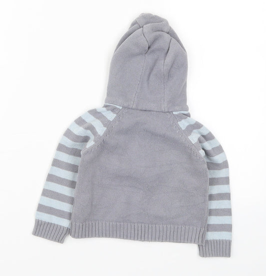 Cherokee Boys Blue Striped Knit Full Zip Jumper Size 12-18 Months
