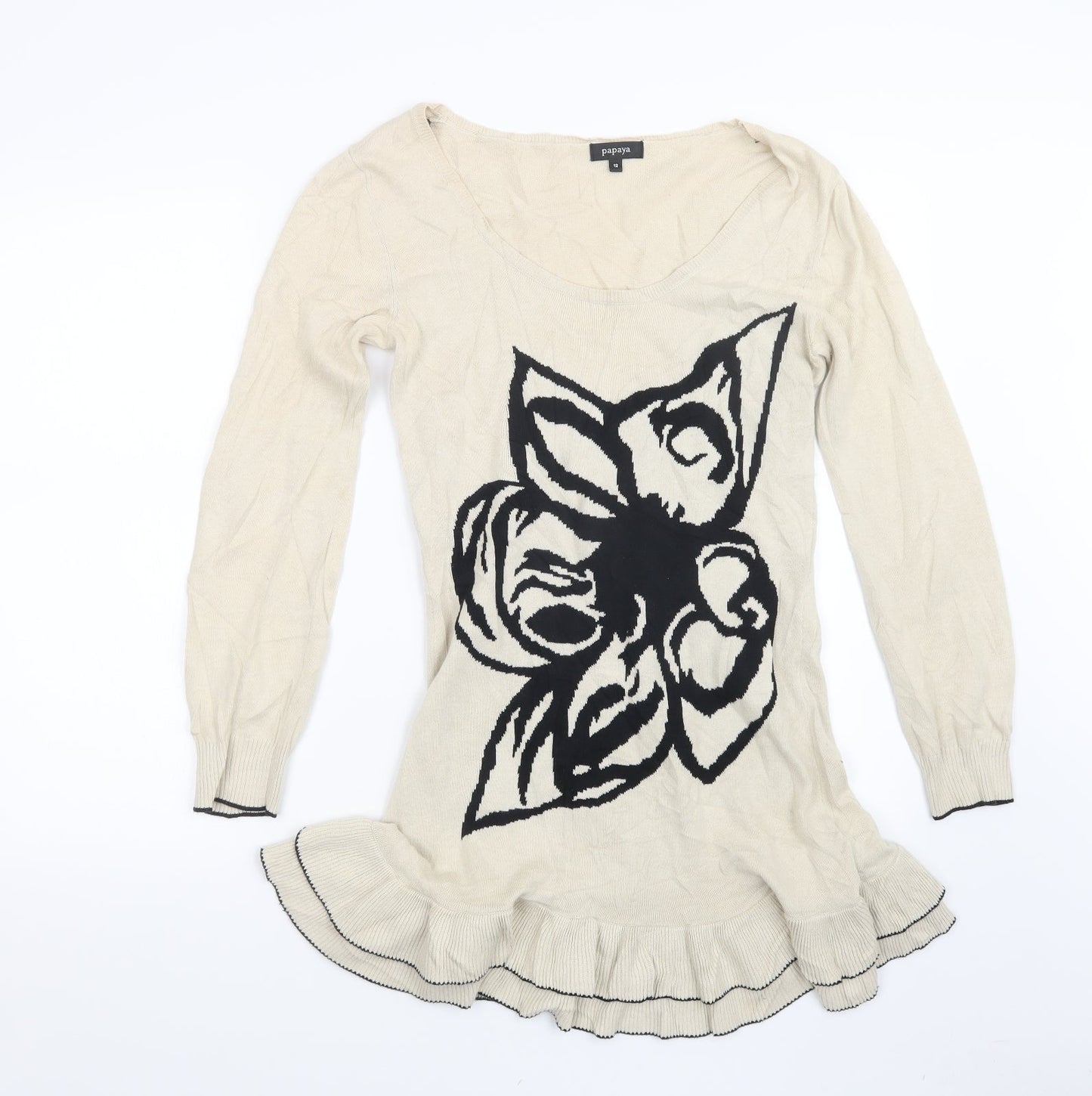 Womens UK Size 12 Papaya Beige Pullover Jumper